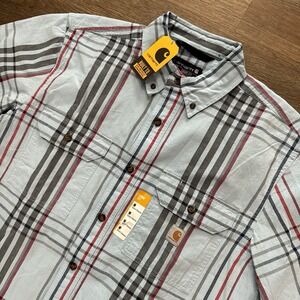 NWT Carhartt Loose Midweight S/S Plaid Shirt Men's Sz M Workwear
